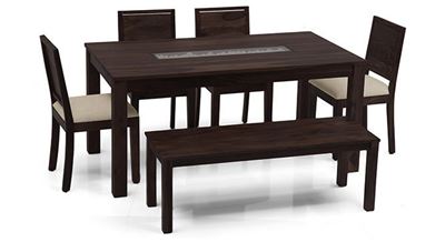 Bộ bàn ăn 6 người 4 ghế đẩu bọc đệm 1 ghế dài 