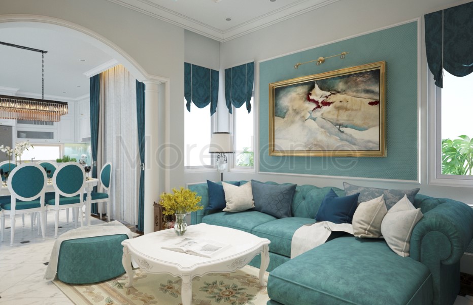 Morehome gợi ý cách phối màu nội thất sofa phòng khách đẹp