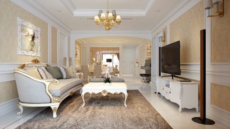 Mẫu thiết kế nội thất chung cư Hoàng Anh Gia Lai cao cấp phong cách tân cổ điển Nội thất chung cư tân cổ điển đẹp